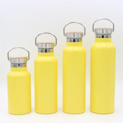 China WLV008 Sustainable Insulated Water Bottle Stainless Steel Double Wall Water Bottle Lid Bamboo Drink Bottle for sale