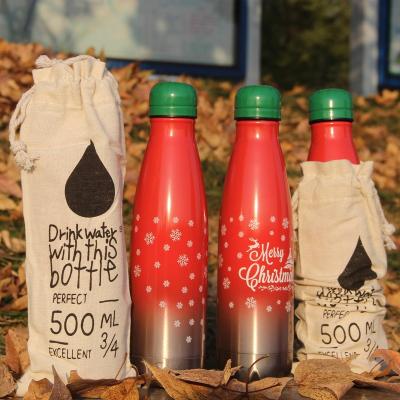 China WLV001-500 Sustainable Insulated Water Bottle Stainless Steel Double Wall Water Bottle For Sports Christmas Gift Set With Canvas Bag for sale