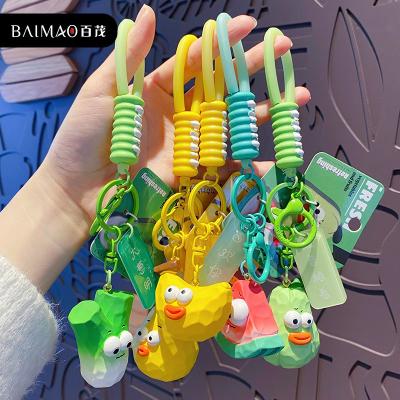 China Silicone Best Selling Vegetables Fruits Design Key chain Creative Bag Pendant Watermelon Silicone Key chain for sale