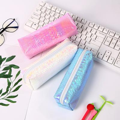 China Schools & Offices New Leather Zipper Pencil Bag Office Learning Supplies Large Capacity Children Stationery Pen Bag Custom for sale