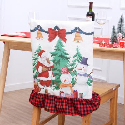 China Linen cloth Creative New Design Party Chair Cover Christmas Decorative Print Chair Cover Custom for sale