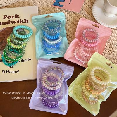 China Hair rope 2023 New Girl Elastic Hair Accessories 6pcs/Bag Elastic Hair Bands Women Candy Color Sweet Phone Cord Hair Ties for sale