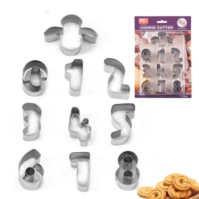 China Professional Manufacture Viable 10 Pieces Metal Alphabet Number Cookie Cutter For Fondant Cake for sale