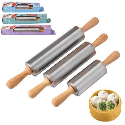 China Sustainable Hot Selling Stainless Steel Pin With Wooden Handle For Cooking Tools for sale