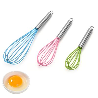 China Food Grade Home Baking Utensils Multicolor Viable Silicone Manual Egg Beater For Baking for sale