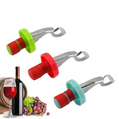 China Wholesale Minimalist Factory Silica Gel Red Wine Plastic Stopper With Stainless Steel Wine Bottle Opener for sale