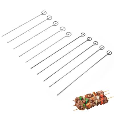 China New Product Easily Cleaned Reusable 12 Pcs Per BBQ Set BBQ Sticks Stainless Steel Needles Non-Stick BBQ Skewers for sale