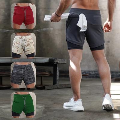 China Breathable Men 2 In 1 Running Shorts Jogging Gym Fitness Training Quick Dry Beach Shorts Pants Male Summer Sports Workout Base Clothing for sale