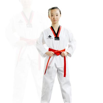 China Dobok 100% Polyester Taekwondo Kids Kimono Uniform Martial Arts Training Woosung Uniform Taekwondo for sale