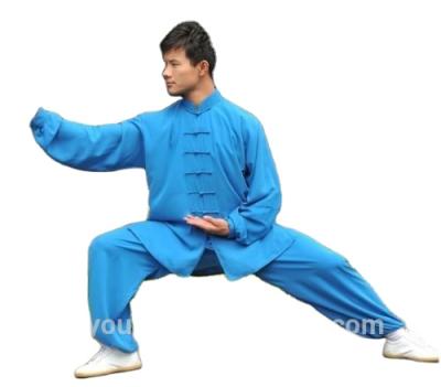 China Eco-friendly KungFu Wushu TaiChi Taiji Suit Chinese Uniform Kung Light Blue XLsize Shaolin for sale