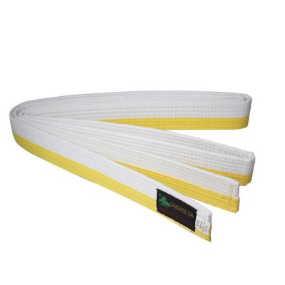 China Taekwondo Taekwondo / Karate Belt Martial Arts Belts White+Yellow Color for sale