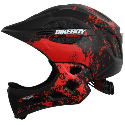 China ABS+PC Graffiti Red and Black Children's Bicycle Cycling Helmet Cycling Riding Recycling Helmet Sliding Full-face Helmet Protection Riding Equipment for sale