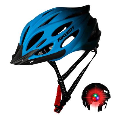 China ABS+PC Peacock Blue Cycling Helmets For Adult Electric Scooter Stripe Riding Helmet - New Bicycle Integrally With Taillight for sale