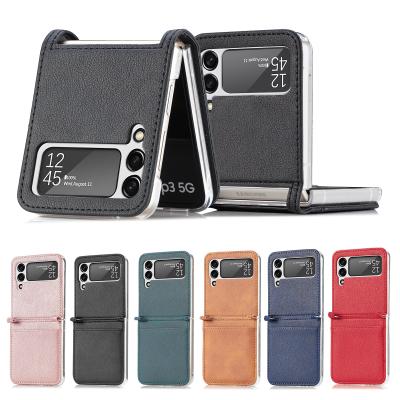 China New Style Shockproof For Samsung Z Flip3 Phone Case All Card Galaxy Z Flip3 Leather Cover Included For Samsung z Flip 3 Phone Case for sale