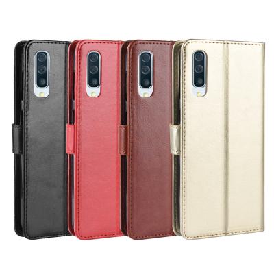 China Shockproof Suitable for Samsung Galaxy A50 Mobile Phone Case SM-A505F Crazy Horse Pattern Leather Case a50 Flip Shell Protective Lanyard for sale