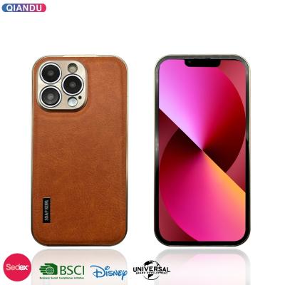 China Shockproof Snap King Phone Case , Leather Aluminum Phone Cases For iPhone 13 Pro Max Leather And Metallic Phone Cases For iPhone 13 Pro for sale