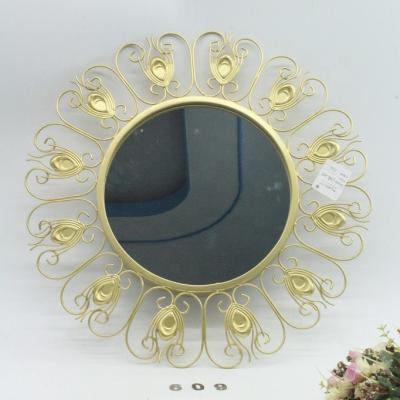 China Vintage Sustainable Luxury Gold Decorative Wall Glass Metal Mirror For Home for sale