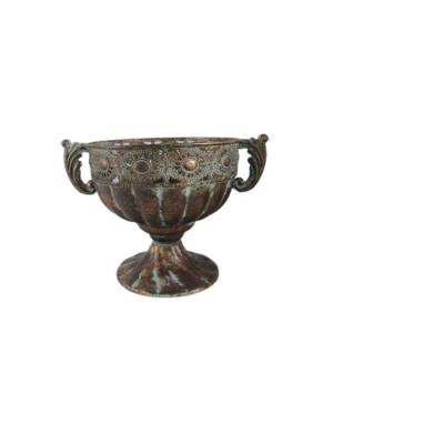 China European Retro Gold Viable Metal Decoration Low Price Hollow Flower Pot For Home for sale