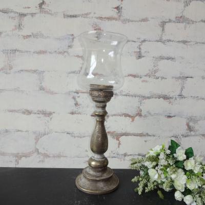 China European antique metal glass candle holder for home and garden decor for sale