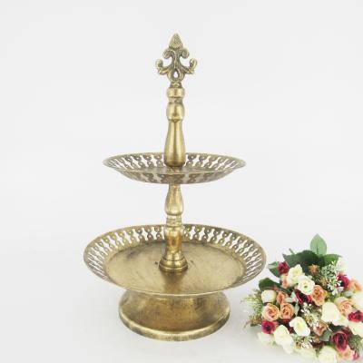 China New Design Viable Decorative Metal 2 Tier Cake Stand For Wedding And Home for sale