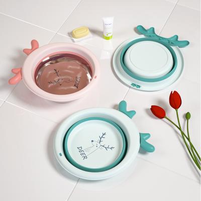 China Eco-friendly PP+TPE Child Safety Silicone PP Plastic Folding Wash Basin for sale