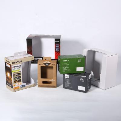 China Recyclable Hanging Tag Paper Home Appliances Mini Electronic Product Packing Box With Clear Window for sale