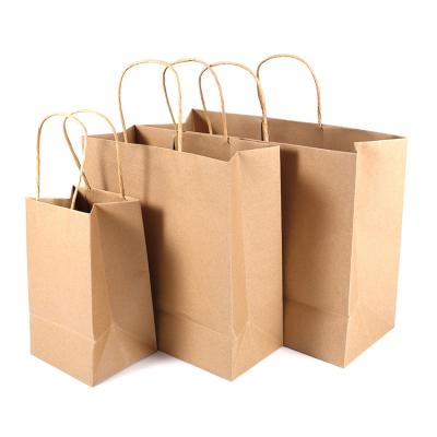 China Wholesale BIODEGRADABLE Customized Printed Brown Kraft Paper Bag With Handle for sale