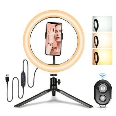 China 10 Inch Adjustable Floor LED Selfie Ring Lamp Movable Table Bracket And Tripod Bracket Mobile Phone Bracket for sale