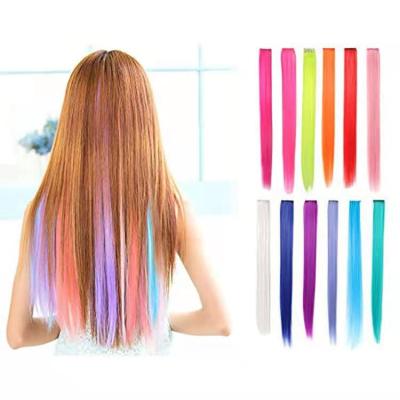 China Straight Hair Girls Party Wigs Multicolor Clip Long Straight Hair Extensions For Women for sale