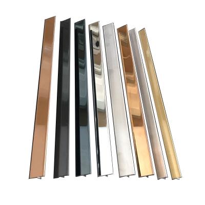 China Modern Decorative Muti-Color Metal Trim T Profile Floor Trimmings Stainless Steel Profile T 304 Pvd for sale