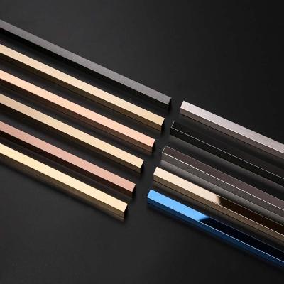 China Modern Modern U - shaped decorative striped tile adorns stainless steel multicolor metal tile decorative strips for sale