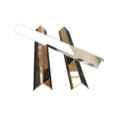 China Modern Indoor polishing mirror shaped decorative step  luxury colored metal stainless steel tile trim profiles strips for sale