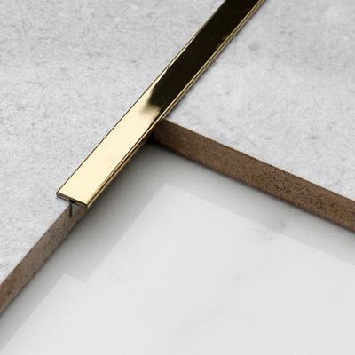 China Modern 8K mirror gold  stainless steel t channel transition metal tile trim Wall trim line for sale