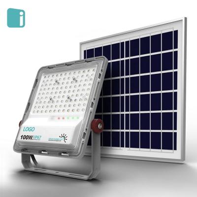 China Outdoor Solar Sleep Mode Flood Light 50W 100W Waterproof Solar IP67 Flood Light for sale