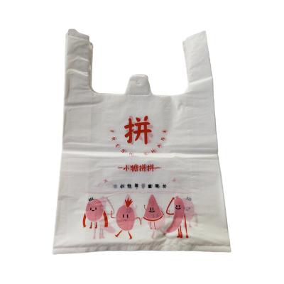 China Reusable High Quality Transparent Security Logo Custom Text Plastic Bag Shopping T-shirt Bag for sale