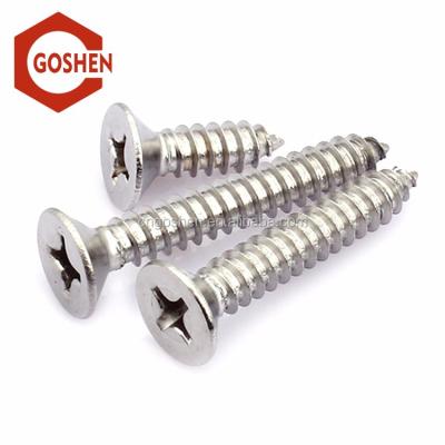 China Flat in DIN7982 ss304 a2-70 ST4.2*60mm stock cross recessed countersunk head tapping screws for sale