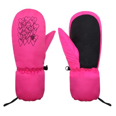 China Child Free Sample Best Selling Warm C40 Full Finger Cotton Pongee Anti-Slip Children Kids Snow Gloves for sale