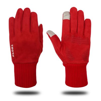 China Free Sample Professional Custom Manufacturer Red Short Plush Insulated Warm Sport Sports Winter Outdoor Gloves for sale