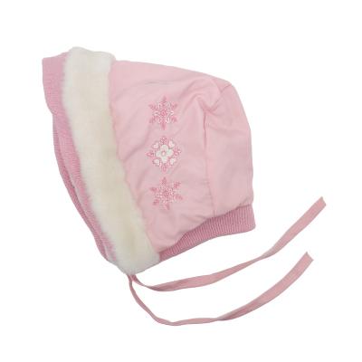 China Hot Selling Custom Made Newborn Baby Hat Free Sample Fashion Pink Fleece Woven Fabric Newborn Hats for sale