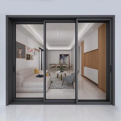 China Modern Aluminum Strong Thermal Insulation Sliding Door Tempered Glass Sliding Doors Double Thermal Broken Doors for sale