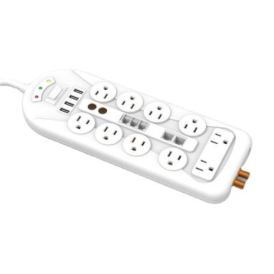 China Residential/General Purpose US 10 Outlet Ethernet Surge Protector Socket Power Strip With TV Lan Telephone Coaxial Protection for sale