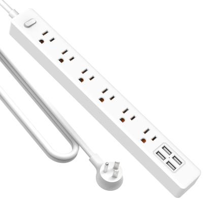 China Residential / Multi-Purpose Smart Electrical AC Outlet Extension Power Socket 6 Usb Surge Protector Power Strip for sale