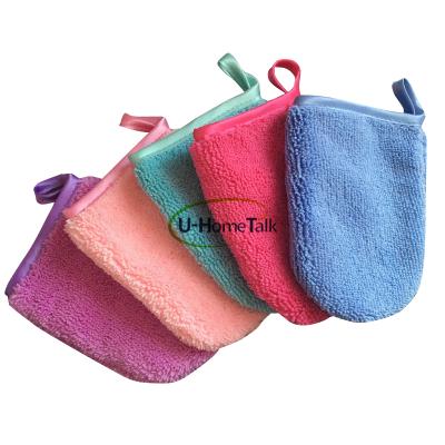 China Beauty Care Microfiber Facial Wash Cleansing Makeup Removing Gloves Makeup Remover Private Label for sale