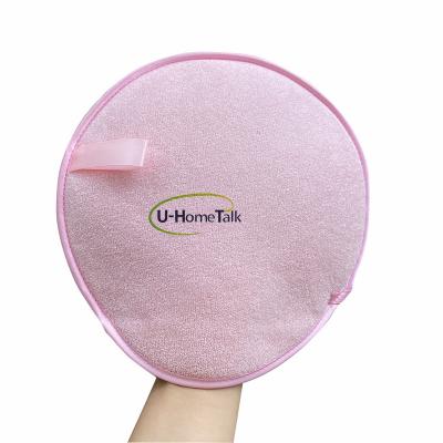 China EXFOLIATE 2021 New Arrival Hot Pink Double Side Exfoliating And Polishing Glove Natural Soft Body Scrubber For Body Skin Care for sale