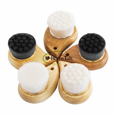 China EXFOLIATING Wholesale Wooden Handle Facial Massage Charcoal Cleansing Bamboo Fiber Remove Black Head Deep Cleansing Brush Facial Brush for sale