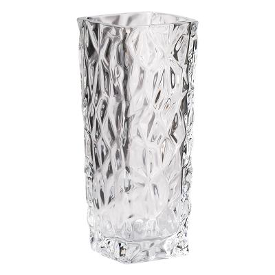 China Wholesale New Customized Classic/Postmodern Central Institute of Statistics Glass Flower Vases Table Vase Decorative Nordic Style Small Square for sale