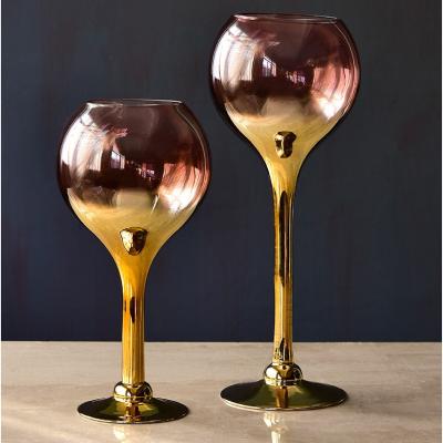 China New Customized Wholesale Classic/Postmodern Vase Decoration Home Ornaments Light Luxury Gradient Tumbler Glass Flower Vases for sale