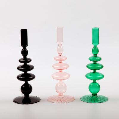 China New Nordic Vintage Colored Glass Candlestick Glass Home Customized Wholesale Classic/Postmodern Vase Decoration Vase for sale