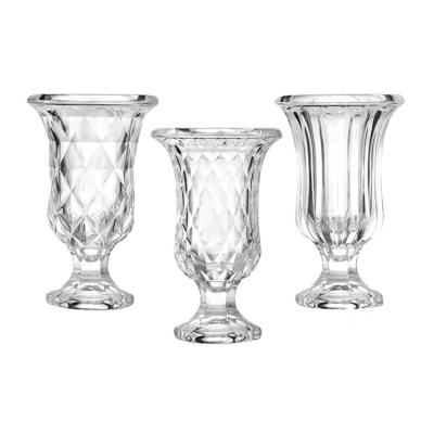 China Vintage Wholesale Customized Nordic European Light Luxury Crystal Glass Tall Vase Home Decoration Flower Vase Retro for sale