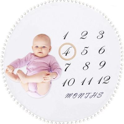 China Baby Shower Gift Baby Milestone Blanket for Baby Boy and Girl with Wooden Circle Ring in Stock Low MOQ for sale